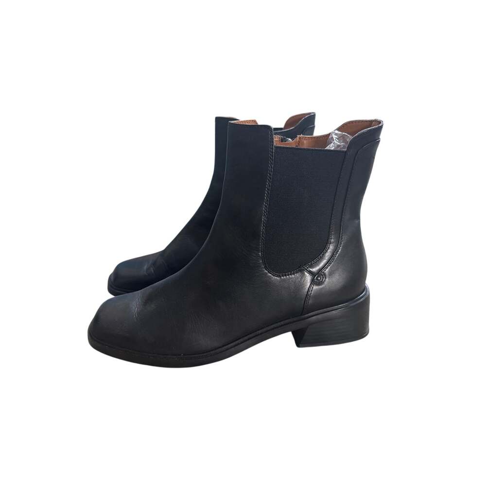 Franco Sarto Women’s Black Leather Chelsea Ankle Boots Block Heel Size 11
